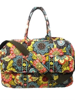 Quilted Floral Weekender Bag in Yellow